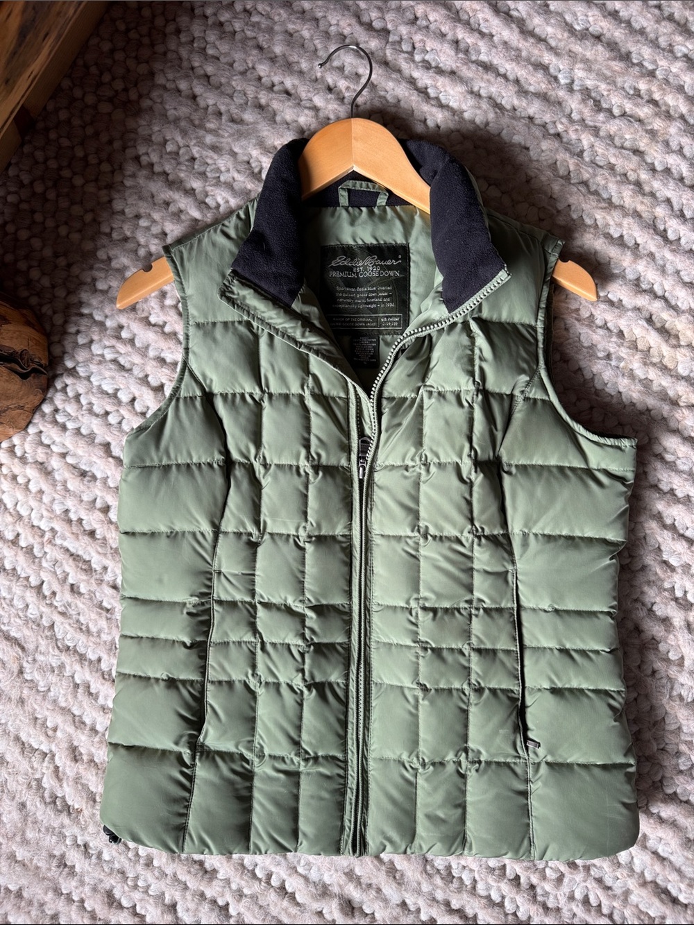 Eddie Bauer Sage Green Quilted Goose Down Jacket